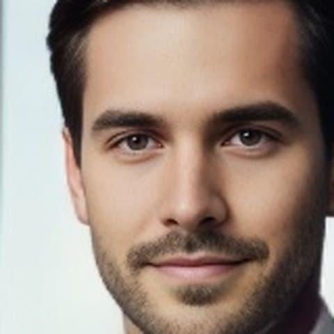 Close-up of the new face after the AI face swap in the Luxury Executive template