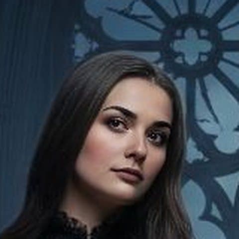 Close-up of the new face after the AI face swap in the Gothic Style template