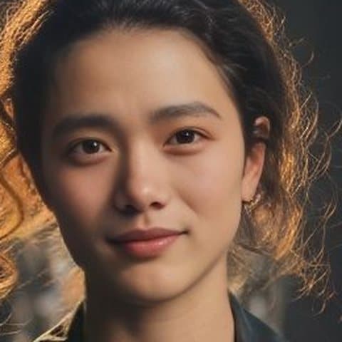 Close-up of the new face after the AI face swap in the Film Director (Female) template