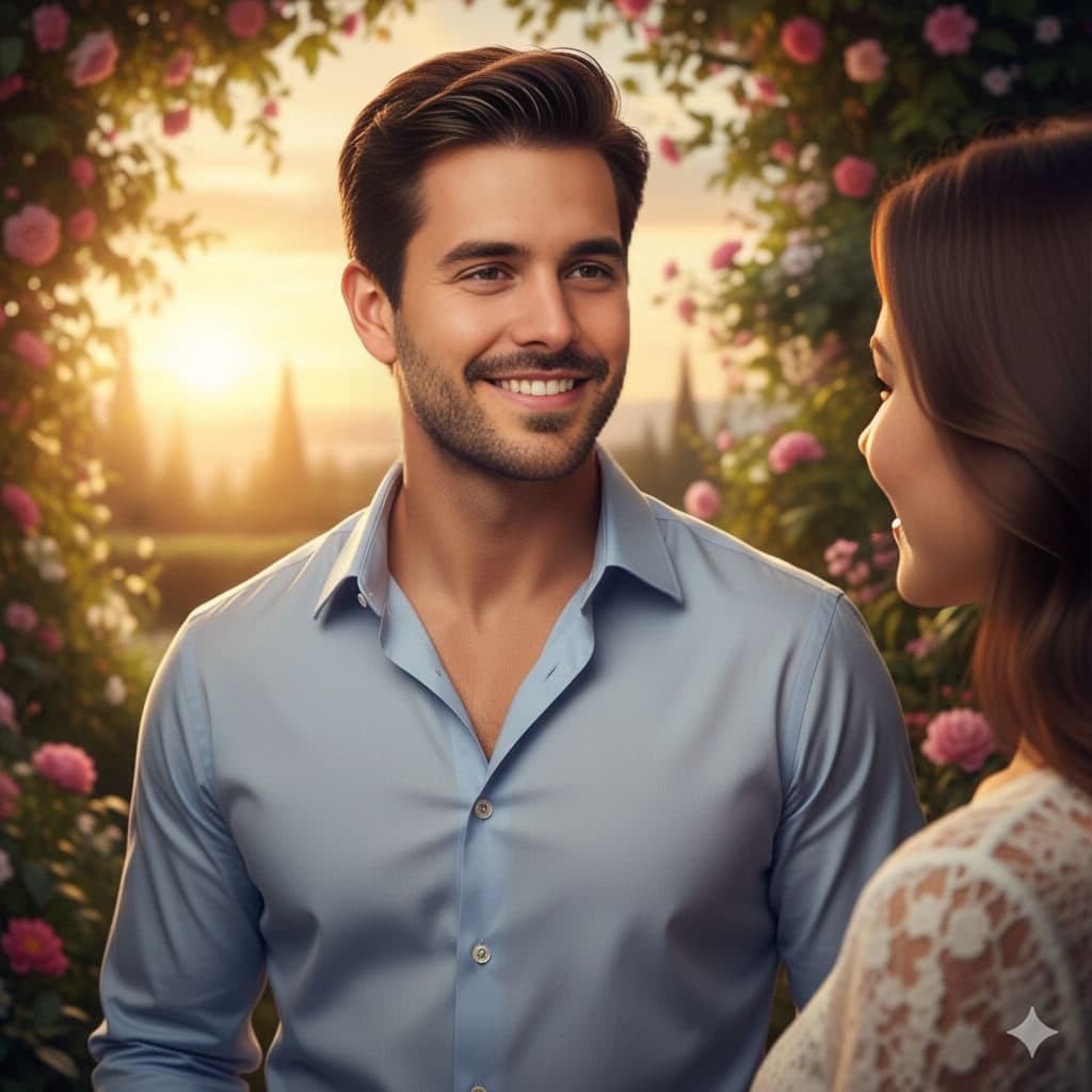 Résultat de l'échange de visage par IA avec le modèle Romantique